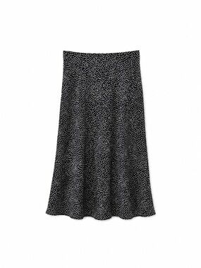 LOFT Black Midi Skirt with White Dot Print